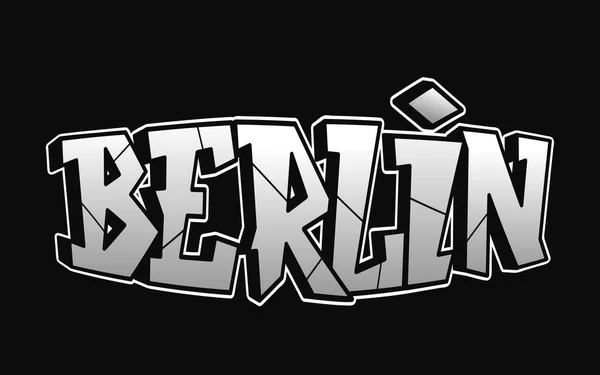 Berlin Word Trippy Psychedelic Graffiti Style Επιστολές Vector Hand Doodle — Διανυσματικό Αρχείο