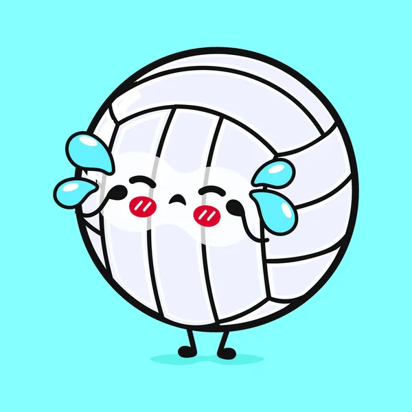 Cute Crying Volleyball Character Vector Hand Drawn Cartoon Kawaii Character — Stock Vector