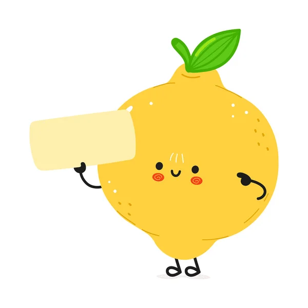 Personagem Cartaz Limão Vector Mão Desenhada Desenho Animado Kawaii Personagem — Vetor de Stock