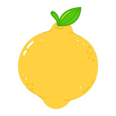 Sevimli komik limon karakteri. Vektör el çizimi çizgi film kawaii karakter çizimi simgesi. Beyaz arka planda izole edilmiş. Limon meyvesi karakteri kavramı