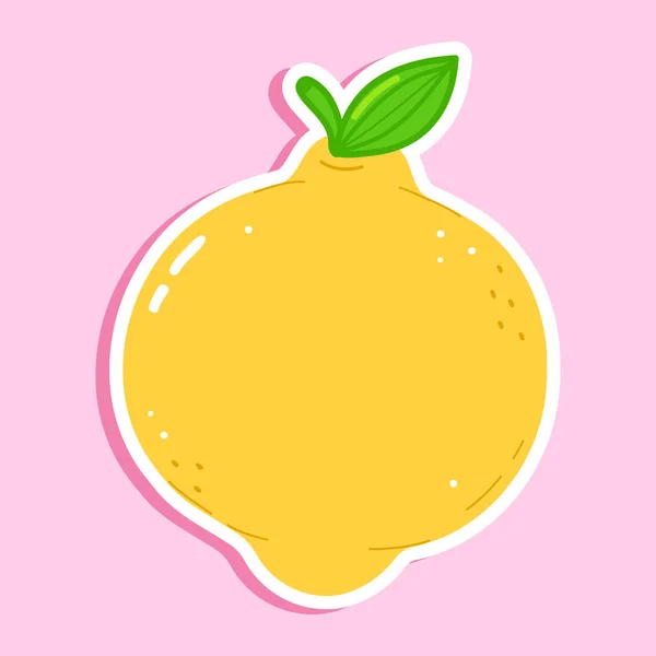 Adesivo Lemon Personaggio Vettore Disegnato Mano Cartone Animato Kawaii Personaggio — Vettoriale Stock