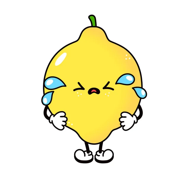 Aranyos Vicces Síró Szomorú Lemon Karakter Vektor Kézzel Rajzolt Hagyományos — Stock Vector