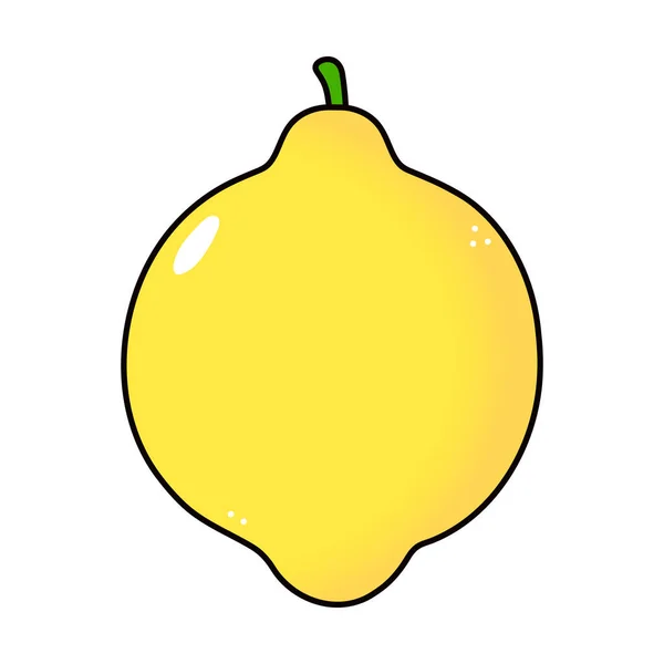 Śliczna Zabawna Ikona Lemon Wektor Ręcznie Rysowane Tradycyjne Kreskówki Vintage — Wektor stockowy