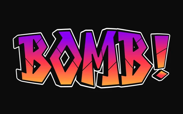 Bomba Palabra Trippy Letras Estilo Graffiti Psicodélico Vector Dibujado Mano — Vector de stock