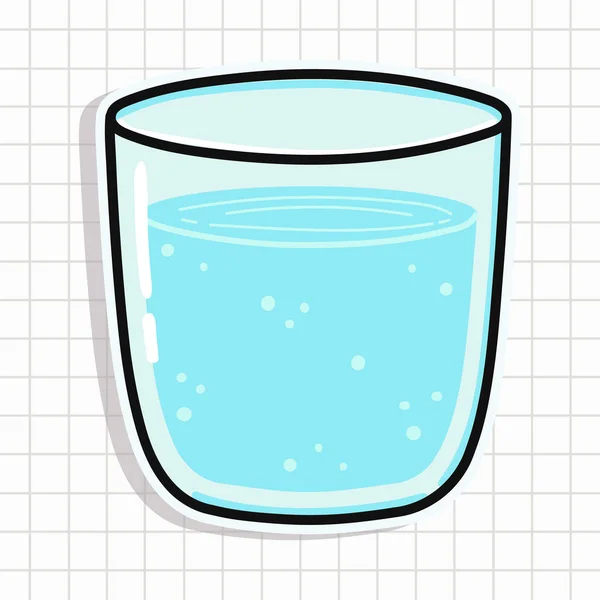 Χαριτωμένο Ποτήρι Αυτοκόλλητο Νερού Εικονίδιο Εικονογράφησης Χαρακτήρα Vector Hand Drawed — Διανυσματικό Αρχείο