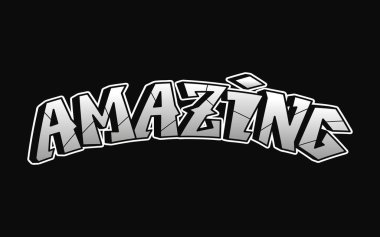 Harika kelime graffiti stili harfler. Vektör el karalama çizgi film logosu çizimi. Çok komik. Harika mektuplar, moda, tişört için graffiti tarzı baskı, poster.