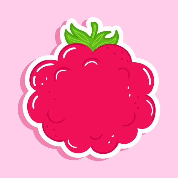 Cute Sticker Raspberries Character Vector Hand Drawn Cartoon Kawaii Character — Stock Vector