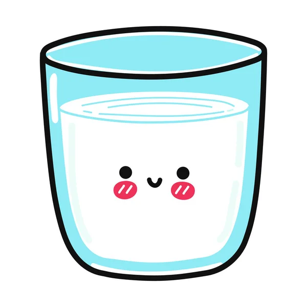 Nettes Lustiges Glas Wasser Vector Handgezeichnete Karikatur Kawaii Charakter Illustration — Stockvektor
