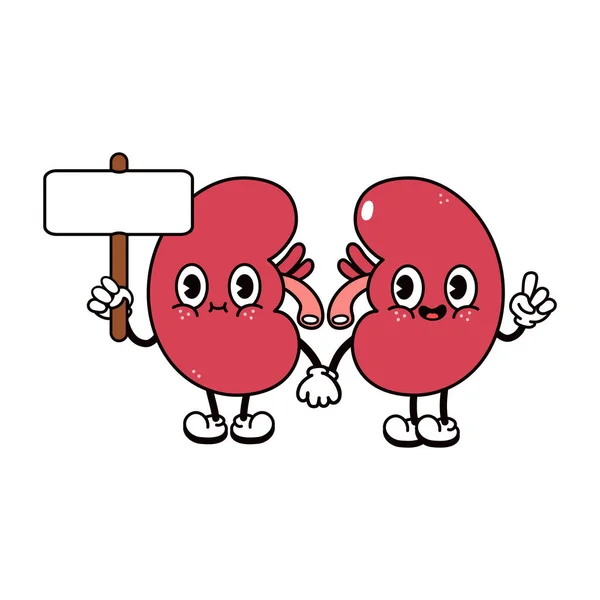 Cute Funny Kidneys Inscription Character Vector Hand Drawn Traditional Cartoon — Stock Vector