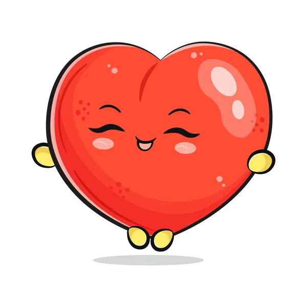 Χαριτωμένο Αστείο Σχήμα Καρδιάς Κάνει Χαρακτήρα Γιόγκα Διάνυσμα Χέρι Που — Διανυσματικό Αρχείο