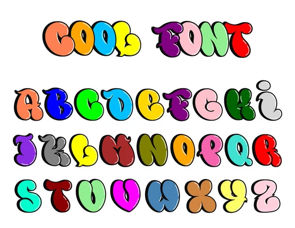 Alfabeto Cartas Dibujos Animados Aislados Modernos Alfabeto Moda Escrito Mano — Vector de stock