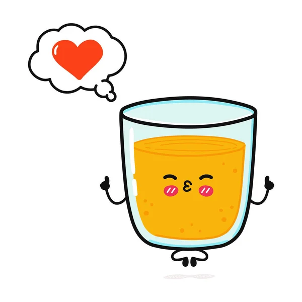 スピーチバブルとヨガをやってジュースのかわいい面白いガラス ベクトル手描き漫画カワイイキャラクターイラストアイコン 白い背景に隔離されている 愛のキャラクターコンセプトでジュースのハッピーグラス — ストックベクタ