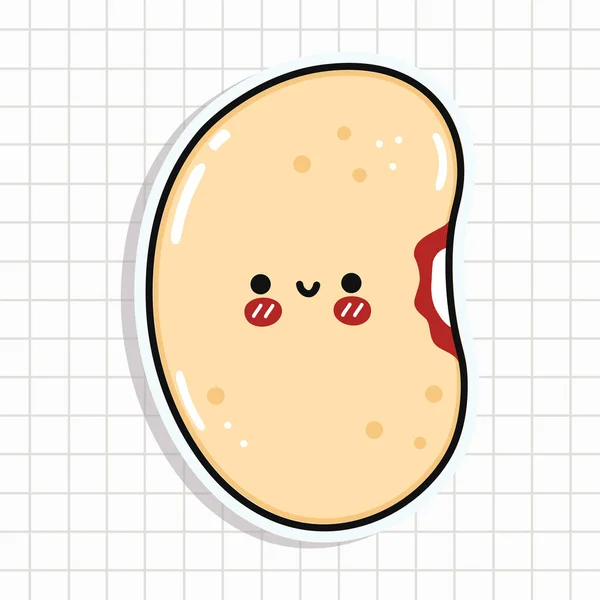 Leuke Bean Sticker Karakter Vector Hand Getekend Cartoon Kawaii Teken — Stockvector