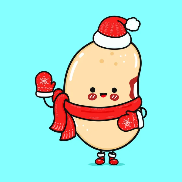 Engraçado Sorrir Feliz Feijão Natal Desenho Ícone Ilustração Personagem Desenho — Vetor de Stock