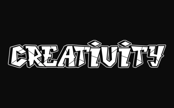 Δημιουργικότητα Μία Λέξη Γράμματα Στυλ Γκράφιτι Διανυσματικό Χειροποίητο Λογότυπο Αστεία — Διανυσματικό Αρχείο
