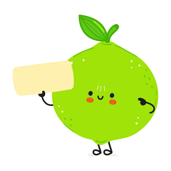 Personagem Cartaz Limão Vector Mão Desenhada Desenho Animado Kawaii Personagem — Vetor de Stock