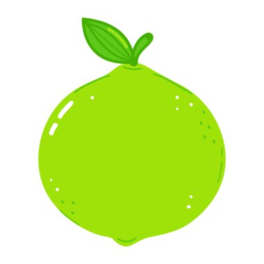 Sevimli komik limon karakteri. Vektör el çizimi çizgi film kawaii karakter çizimi simgesi. Beyaz arka planda izole edilmiş. Limonlu meyve karakteri kavramı
