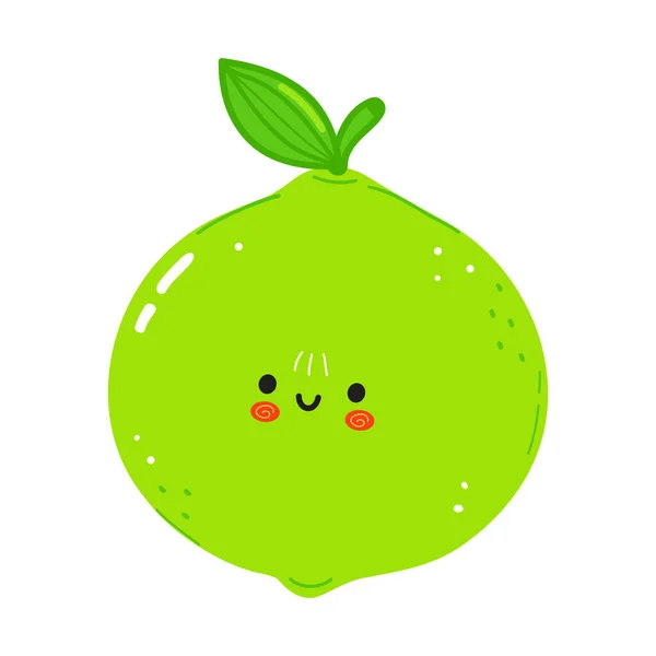 Mignon Personnage Drôle Citron Vert Vecteur Dessin Main Dessin Animé — Image vectorielle