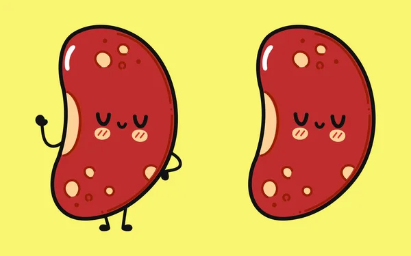 Słodka Zabawna Postać Red Bean Wektor Ręcznie Rysowane Kreskówki Ikona — Wektor stockowy