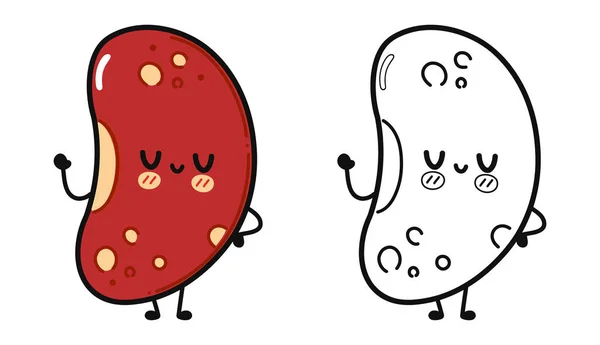 Χαριτωμένο Αστείο Red Bean Χαρακτήρα Περίγραμμα Εικονογράφηση Κινουμένων Σχεδίων Για — Διανυσματικό Αρχείο