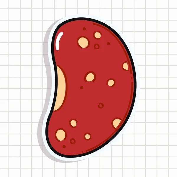 Schattig Rood Bean Sticker Karakter Vector Hand Getekend Cartoon Kawaii — Stockvector