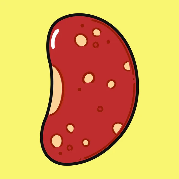Sevimli Komik Red Bean Karakteri Vektör Çizimi Çizgi Film Kawaii — Stok Vektör