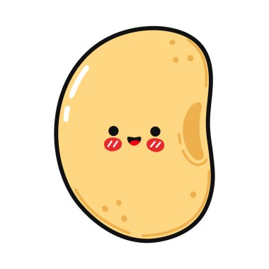 Sevimli komik Red Bean karakteri. Vektör el çizimi çizgi film kawaii karakter çizimi simgesi. Beyaz arka planda izole edilmiş. Mutlu Soya fasulyesi karakter konsepti