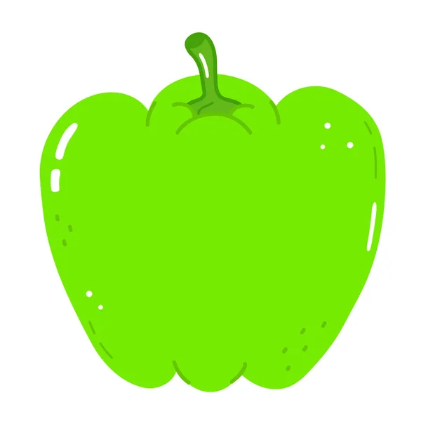 Leuke Grappige Groene Peper Karakter Vector Hand Getekend Cartoon Kawaii — Stockvector
