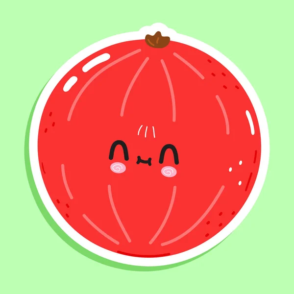 Sticker Red Ribes Personage Vector Hand Getekend Cartoon Kawaii Teken — Stockvector