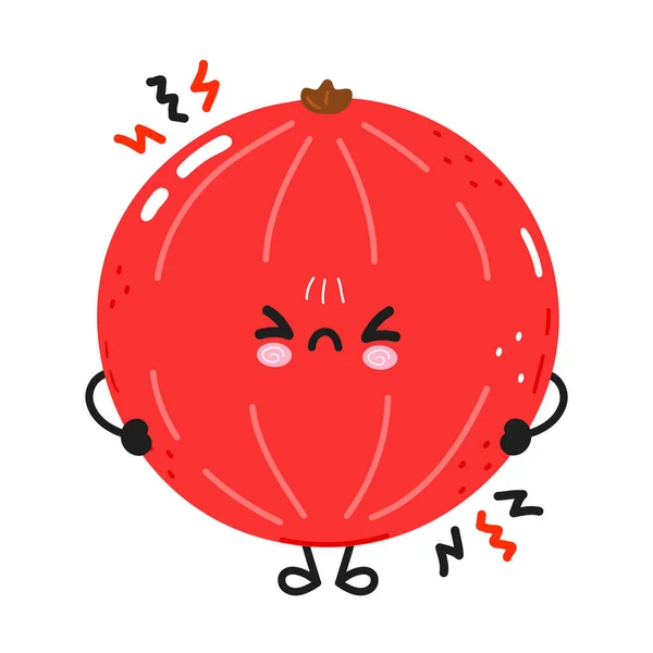 Mignon Personnage Red Ribes Colère Vecteur Dessin Main Dessin Animé — Image vectorielle