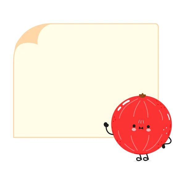 Red Ribes Χαρακτήρα Αφίσα Vector Χέρι Ζωγραφισμένα Κινούμενα Σχέδια Kawaii — Διανυσματικό Αρχείο