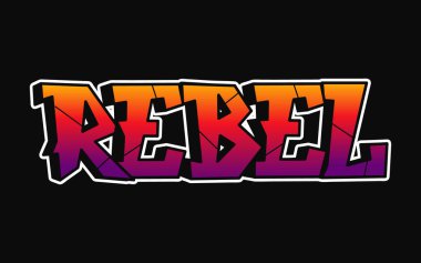 Asi - tek kelime, graffiti stili harfler. Vektör el logosu çizilmiş. Komik havalı kelime Asi, moda, graffiti tarzı tişört, poster konsepti