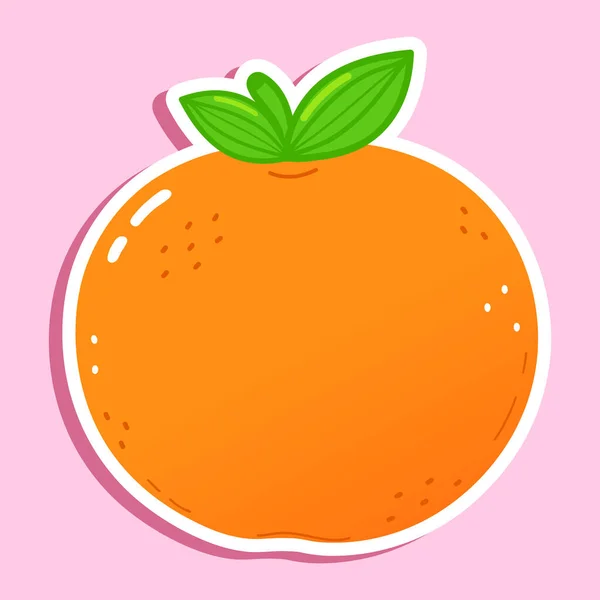 Klistermärke Tangerine Frukt Karaktär Vektor Handritad Tecknad Kawaii Tecken Illustration — Stock vektor
