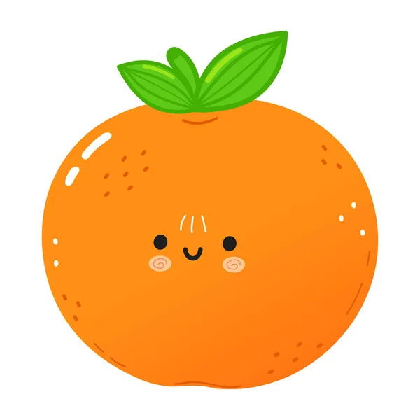 Niedlich Lustig Tangerine Frucht Charakter Vector Handgezeichnete Karikatur Kawaii Charakter — Stockvektor