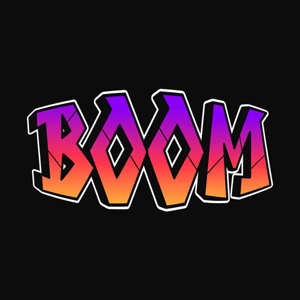 Boom Mot Trippy Psychédélique Graffiti Style Letters Vector Dessiné Main — Image vectorielle