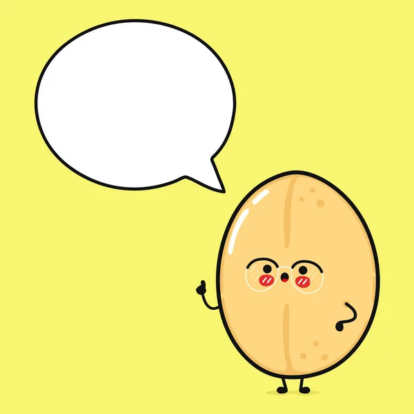 有趣的燕麦与言语泡沫 矢量手绘卡通人物插图图标 被黄色背景隔离 快乐燕麦性格概念 — 图库矢量图片