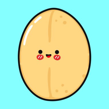 Şirin komik Yulaf karakteri. Vektör el çizimi çizgi film kawaii karakter çizimi simgesi. Mavi arka planda izole edilmiş. Mutlu Yulaf karakteri kavramı