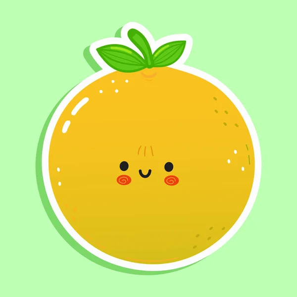 Niedliche Aufkleber Grapefruit Charakter Vector Handgezeichnete Karikatur Kawaii Charakter Illustration — Stockvektor