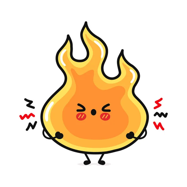 Cute Fire Character Vector Hand Drawn Cartoon Kawaii Character Illustration — Stock Vector