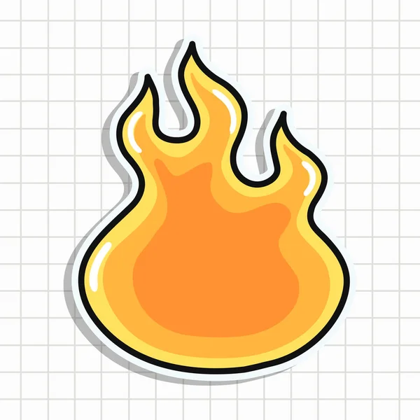 Schattig Vuur Sticker Karakter Vector Hand Getekend Cartoon Kawaii Teken — Stockvector