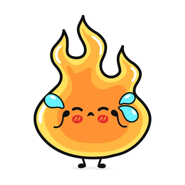 Crying Fire Character Vector Hand Drawn Cartoon Kawaii Character Illustration — Stock Vector