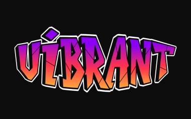 Canlı - tek kelime, graffiti tarzı harfler. Vektör el logosu çizilmiş. Komik havalı kelime Vibrant, moda, graffiti tarzı baskı tişörtü, poster konsepti