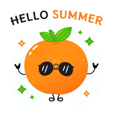 Mandalina meyvesi karakteri. Vektör el çizimi çizgi film kawaii karakter çizimi simgesi. Beyaz arka planda izole edilmiş. Mandarin karakter kavramı