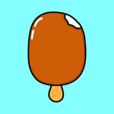 Tatlı komik dondurma dondurması. Vektör el çizimi çizgi film kawaii karakter çizimi simgesi. Mavi arka planda izole edilmiş. Dondurma karakteri kavramı