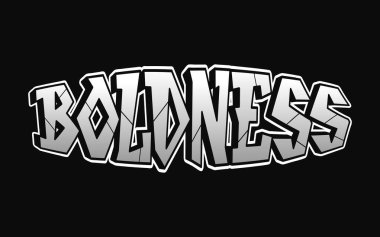 Küstahlık kelimesi psikedelik graffiti tarzı harfler. Vektör el çizimi karikatür logosu gözüpeklik çizimi. Komik garip mektuplar, moda, tişört için graffiti tarzı baskı, poster.