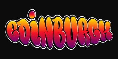 Edinburgh - tek kelime, graffiti tarzı harfler. Vektör el logosu çizilmiş. Komik havalı kelime Edinburgh City, moda, graffiti tarzı baskı tişörtü, poster konsepti