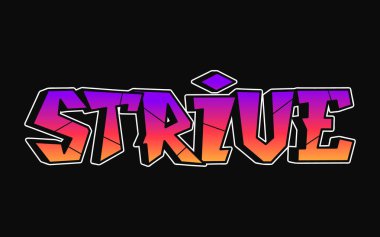 Trippy psychedelic graffiti tarzı harfler için çabala. Vektör elle çizilmiş karikatür logosu çizimi. Komik garip mektuplar, moda, tişört için graffiti tarzı baskı, poster.