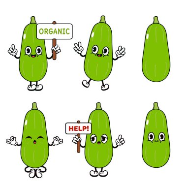 Komik mutlu sebze iliği karakterleri seti. Vektör el çizimi karalama tarzı geleneksel çizgi film klasiği, retro karakter çizim ikonu tasarımı. Sevimli Sebze iliği maskotu karakteri