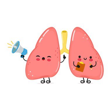 Sevimli komik akciğerli uyuyan karakter. Vektör el çizimi çizgi film kawaii karakter çizimi simgesi. Beyaz arka planda izole edilmiş. Mutlu Ciğerler uyku karakteri konsepti