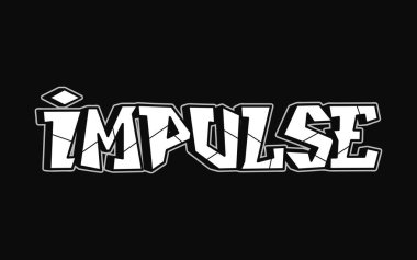 Dürtü - tek kelime, graffiti tarzı harfler. Vektör el logosu çizilmiş. Komik havalı kelime itici, moda, graffiti tarzı baskı tişörtü, poster konsepti